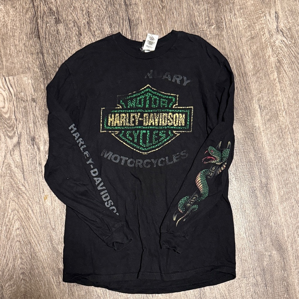 Harley-Davidson Black and Green Long Sleeve Tee Joplin Mo